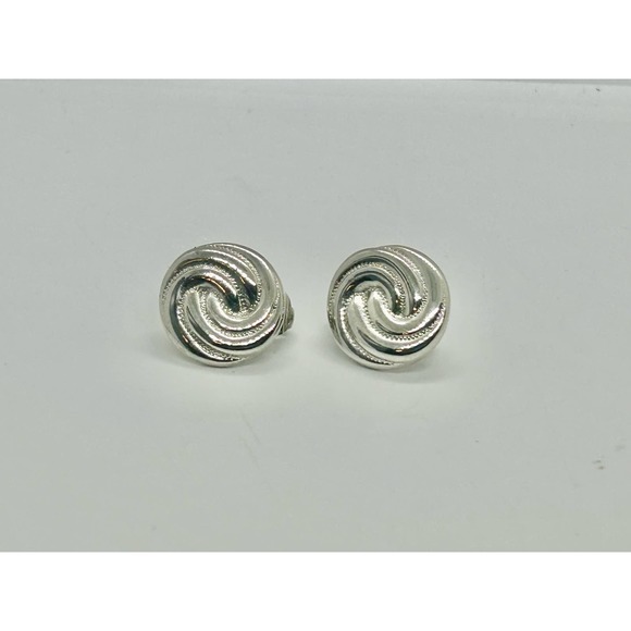 Sarah Coventry Jewelry - Vintage Sarah Coventry Signed Silver Tone Round Swirl Clip On Earrings Marked